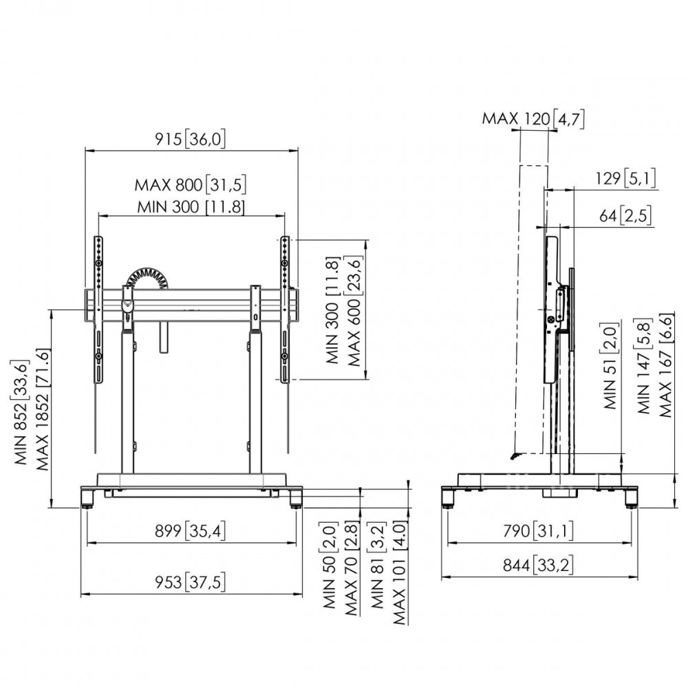 RISE Standfuß mit motorisiertem Display-Lift