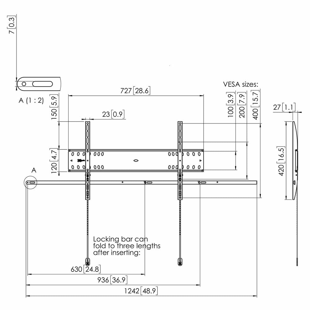 PFW4700 Verriegelbarer TV-Wandhalter für 55-80 Zoll